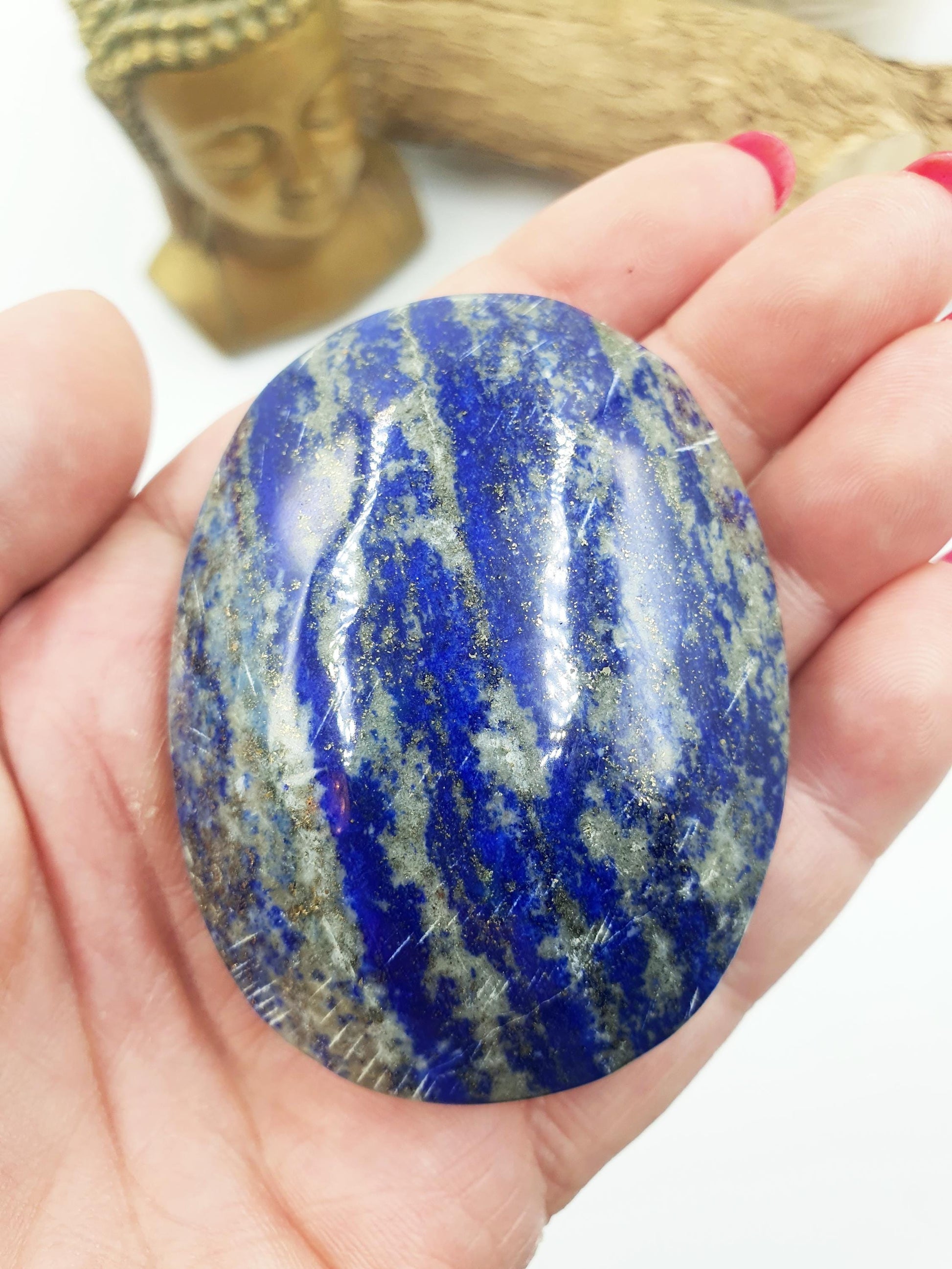 Large Lapis Lazuli Palm Stone - Wisdom & Truth Third Eye Chakra Crystal, 155g