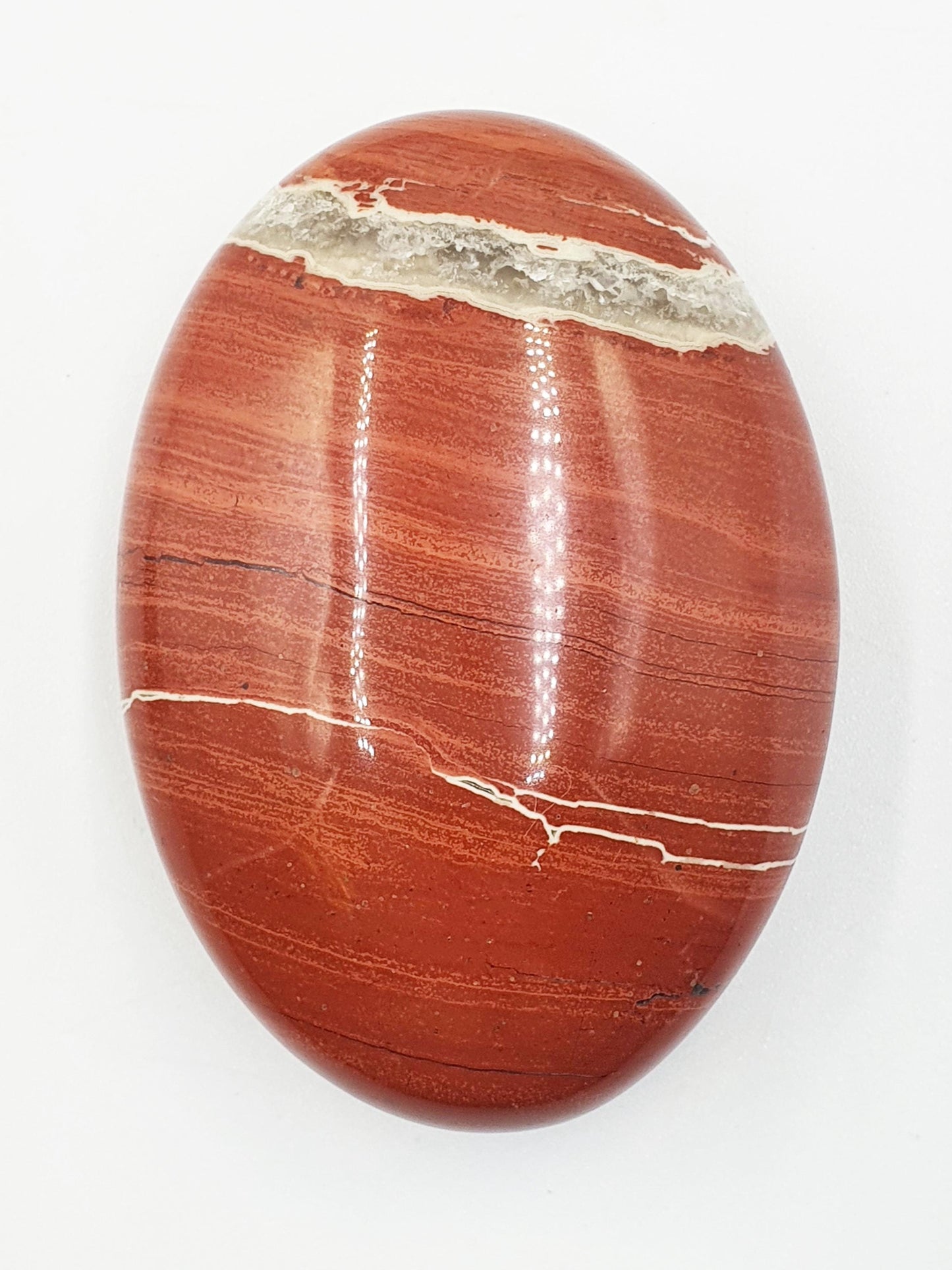 Red Jasper Palm Stone - Grounding & Strength Root Chakra Crystal - 110g