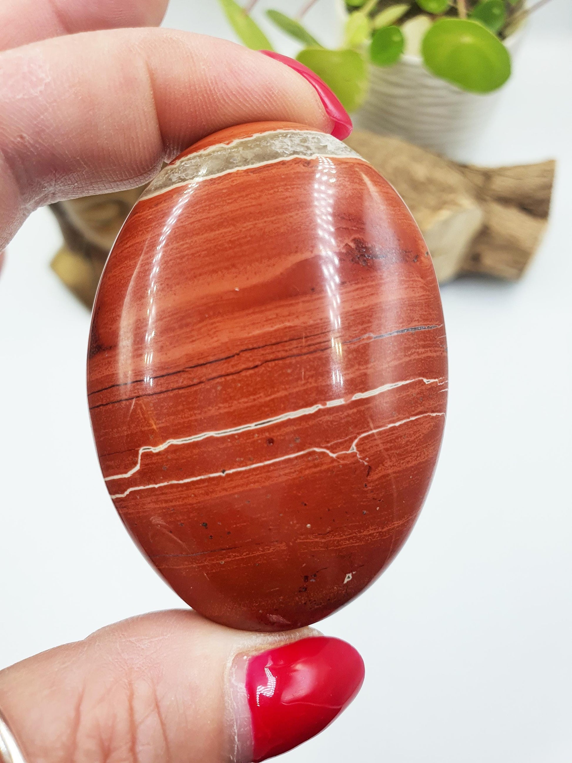 Red Jasper Palm Stone - Grounding & Strength Root Chakra Crystal - 110g