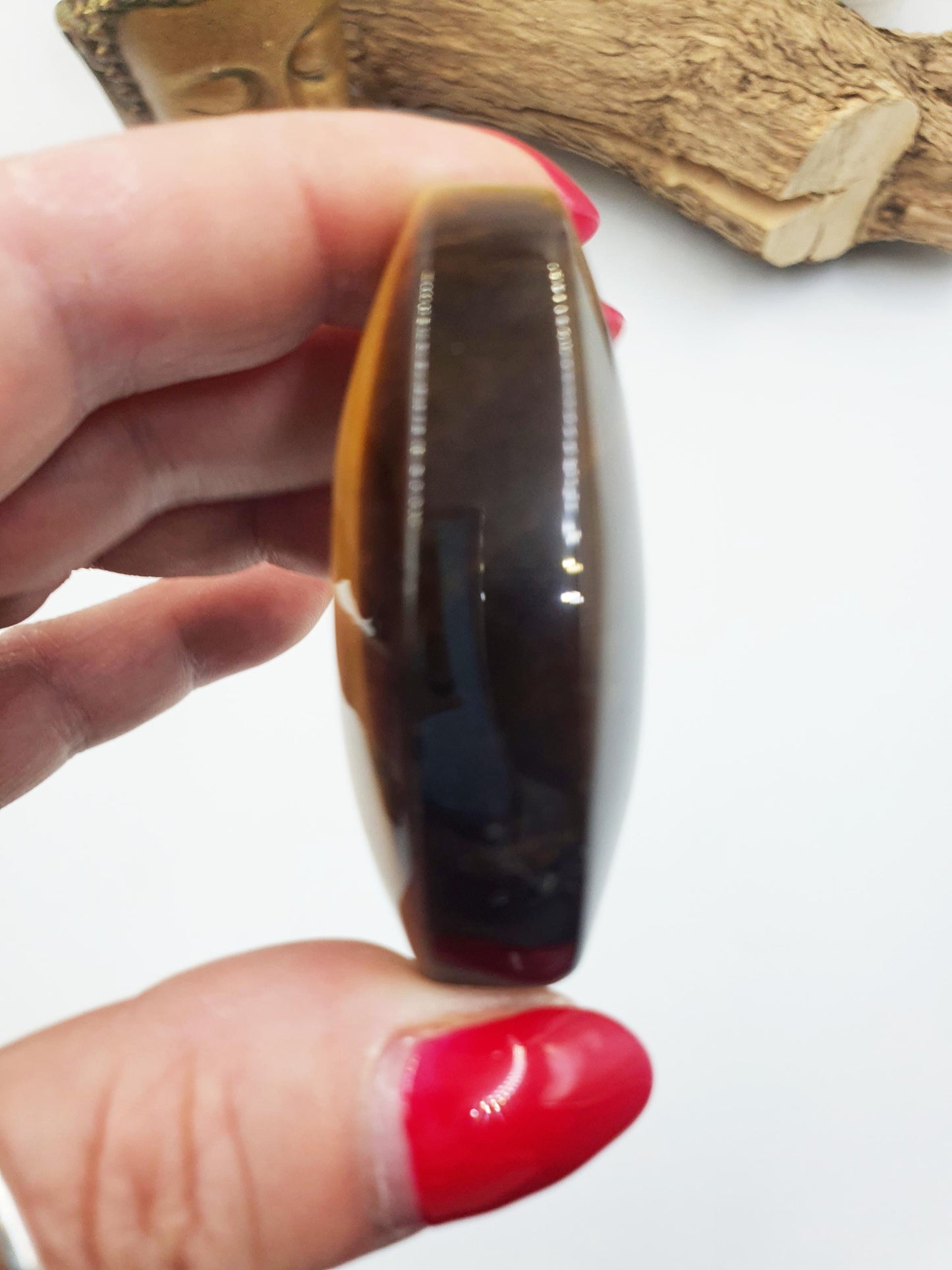 High Grade Yellow Tigers Eye Palm Stone - Protection & Courage Crystal - 75g