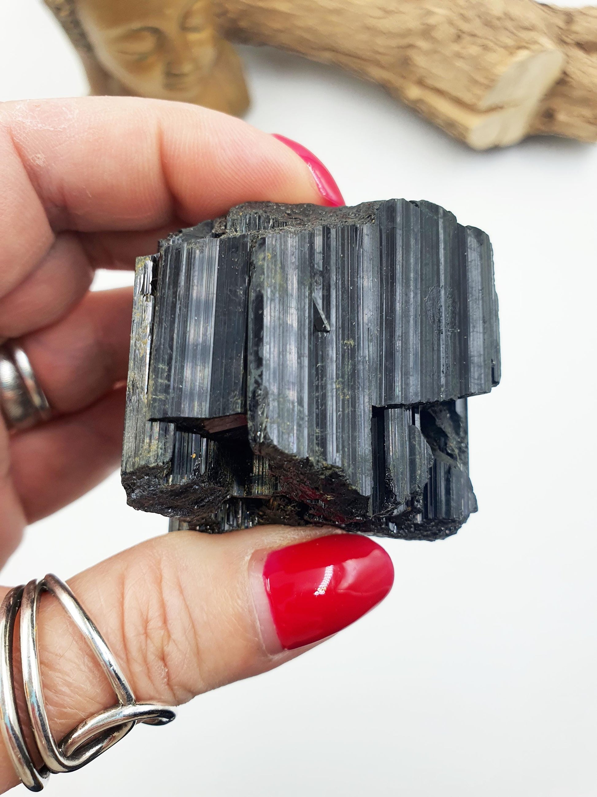Flashy Raw Zambian Black Tourmaline Specimen - Natural Protection and Grounding Crystal - 190g
