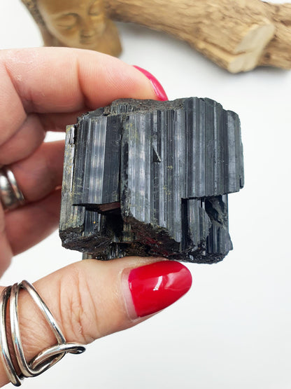 Flashy Raw Zambian Black Tourmaline Specimen - Natural Protection and Grounding Crystal - 190g