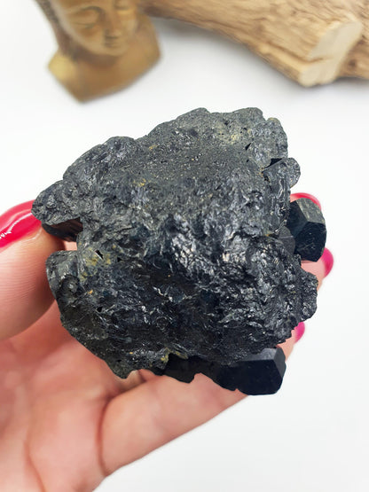 Flashy Raw Zambian Black Tourmaline Specimen - Natural Protection and Grounding Crystal - 190g