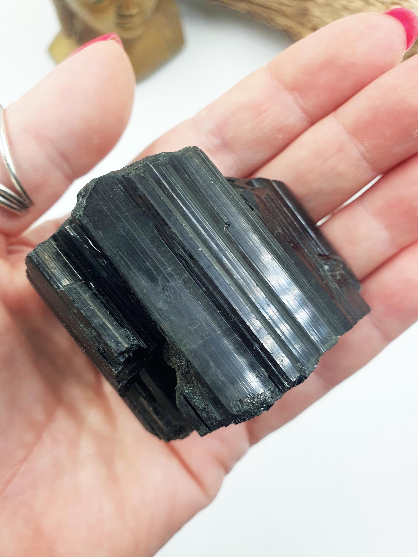 Flashy Raw Zambian Black Tourmaline Specimen - Natural Protection and Grounding Crystal - 190g