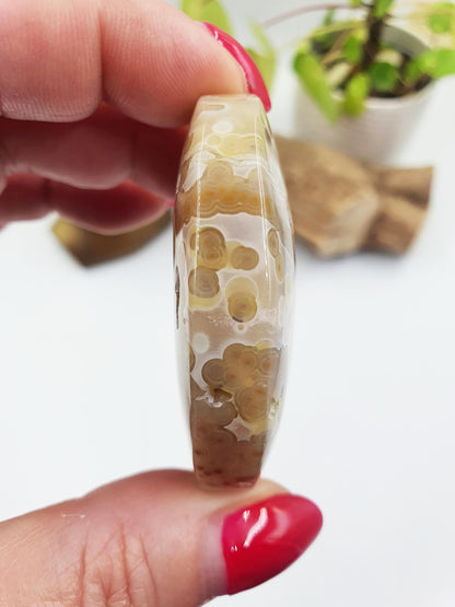 Unique Orbicular Ocean Jasper Palm - Joy & Renewal Healing Crystal - 55g