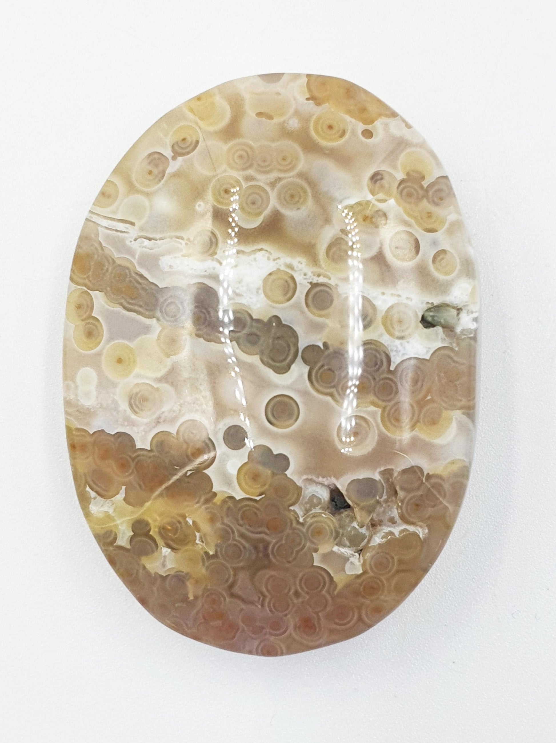 Unique Orbicular Ocean Jasper Palm - Joy & Renewal Healing Crystal - 55g