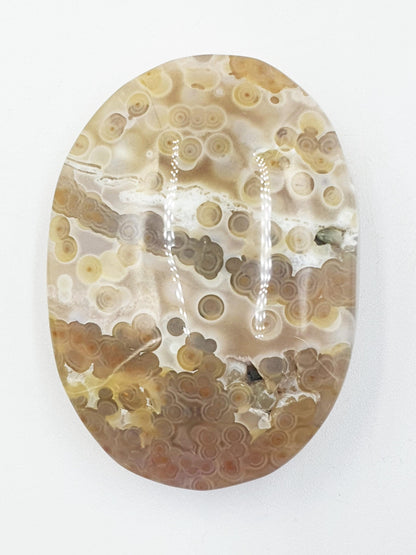 Unique Orbicular Ocean Jasper Palm - Joy & Renewal Healing Crystal - 55g