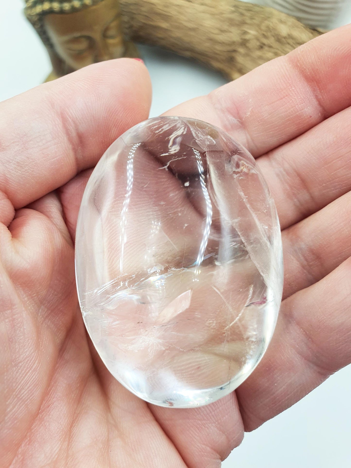 Clear Quartz Palm Stone - Energy Amplifying Healing Crystal - 80g