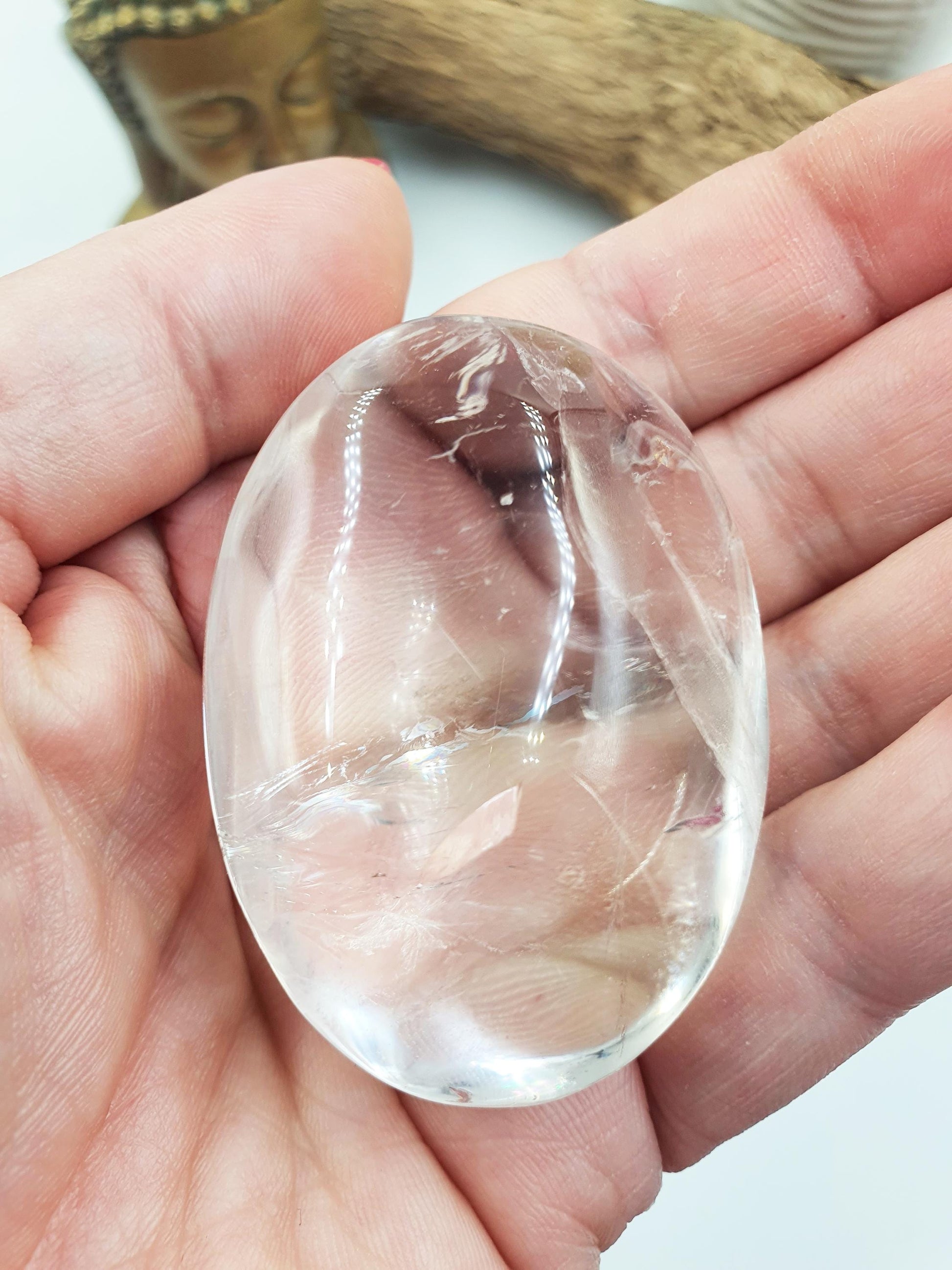 Clear Quartz Palm Stone - Energy Amplifying Healing Crystal - 80g