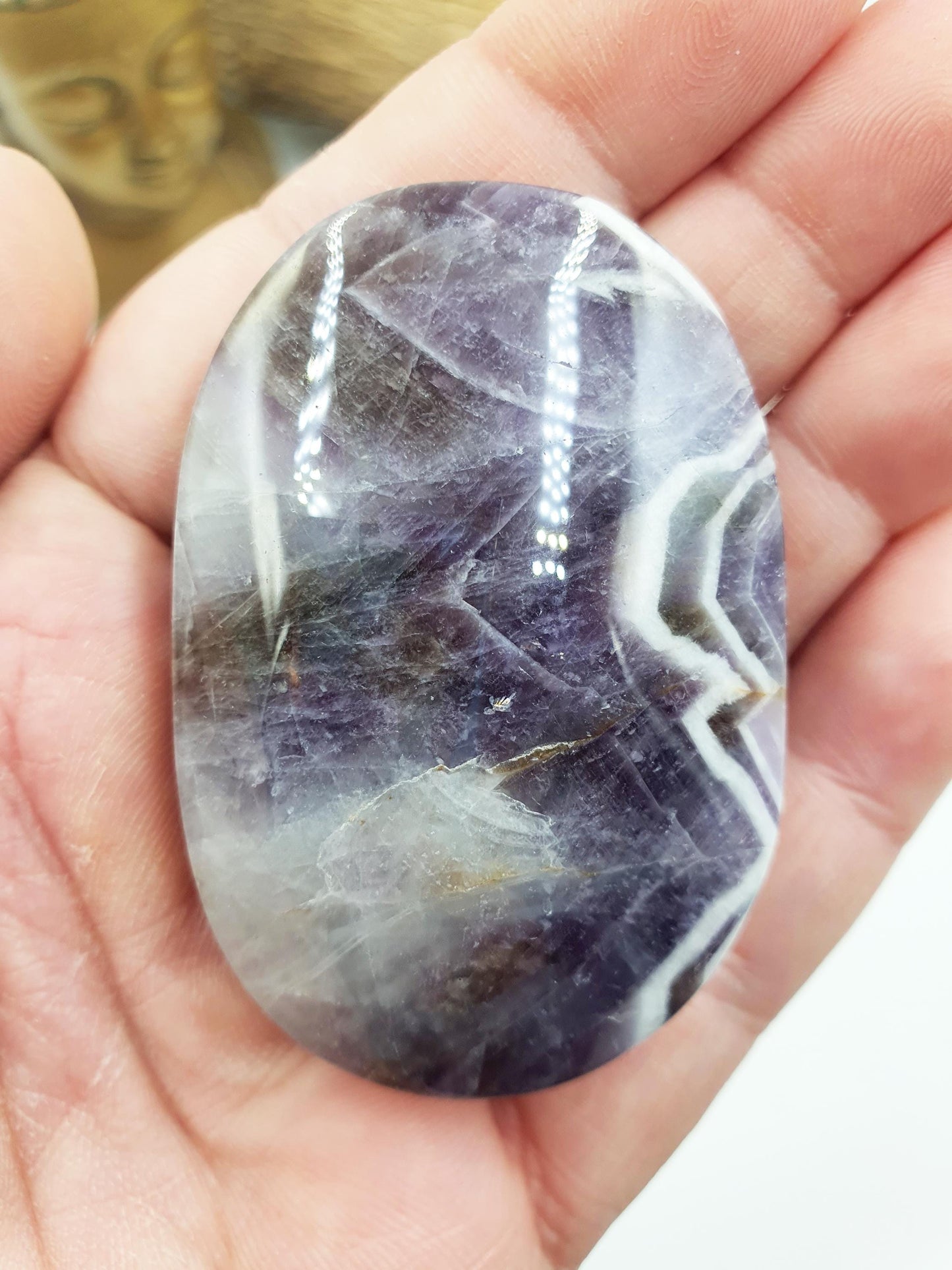 Dream Amethyst Palm Stone - Intuition & Spiritual Protection Crystal - 80g