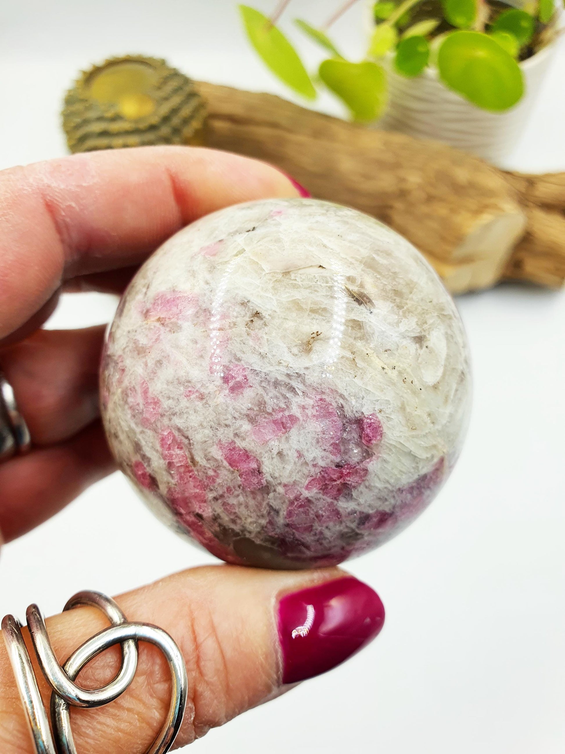 Plum Tourmaline Sphere (Rubellite)- Rare Emotional Healing & Spiritual Growth Crystal Ball - 56mm