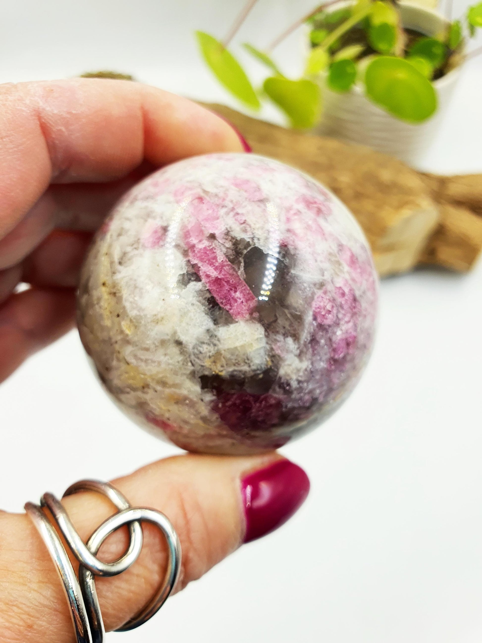 Plum Tourmaline Sphere (Rubellite)- Rare Emotional Healing & Spiritual Growth Crystal Ball - 56mm