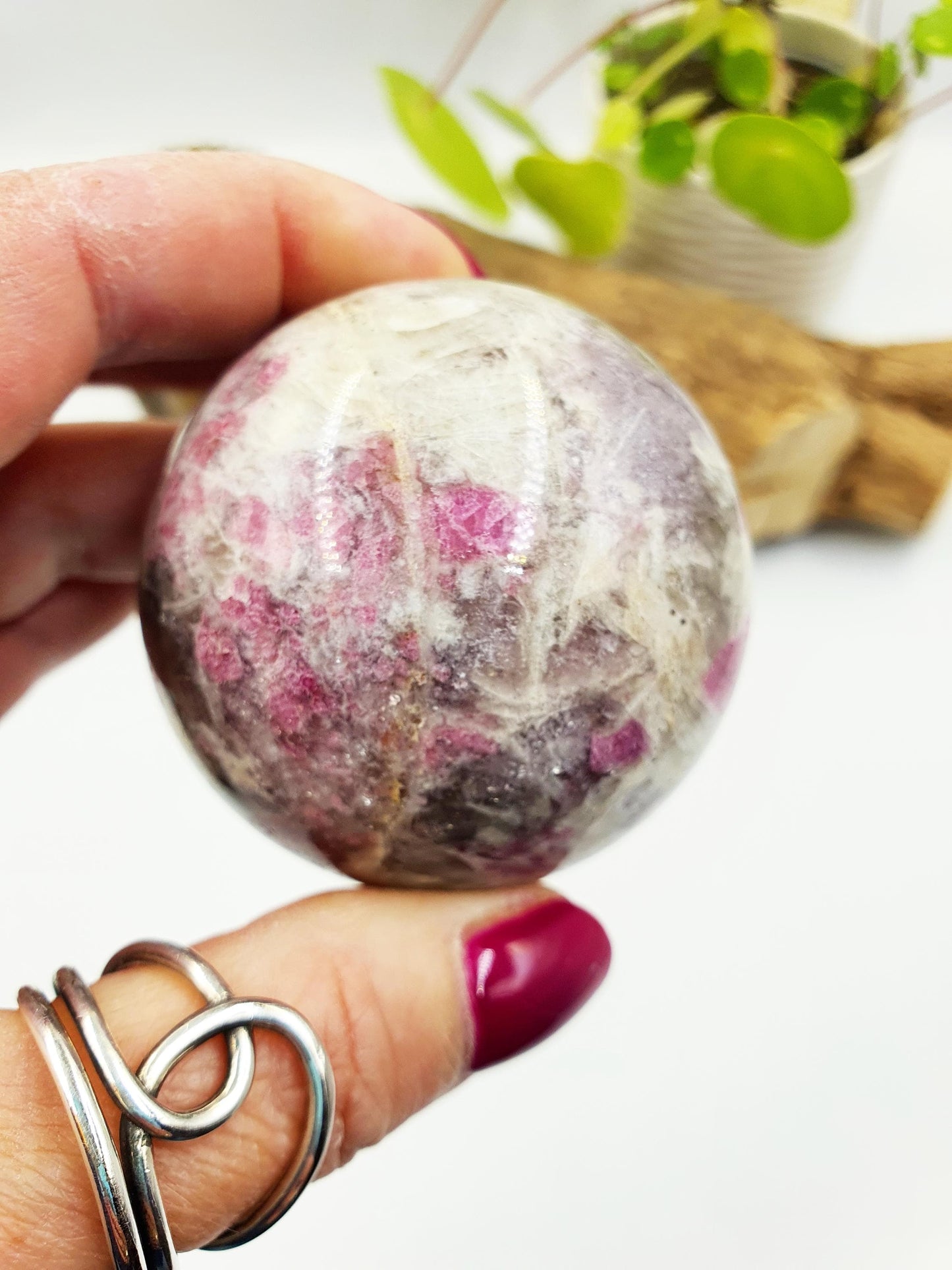 Plum Tourmaline Sphere (Rubellite)- Rare Emotional Healing & Spiritual Growth Crystal Ball - 56mm
