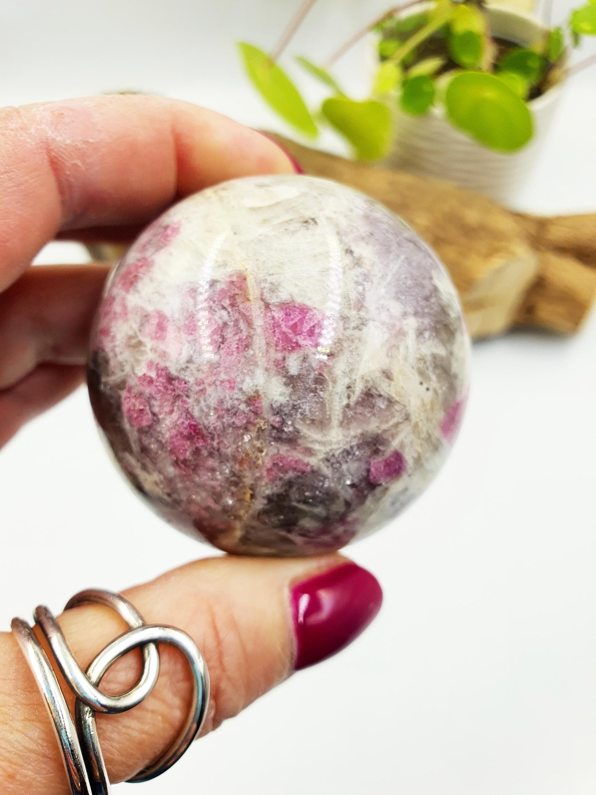 Plum Tourmaline Sphere (Rubellite)- Rare Emotional Healing & Spiritual Growth Crystal Ball - 56mm