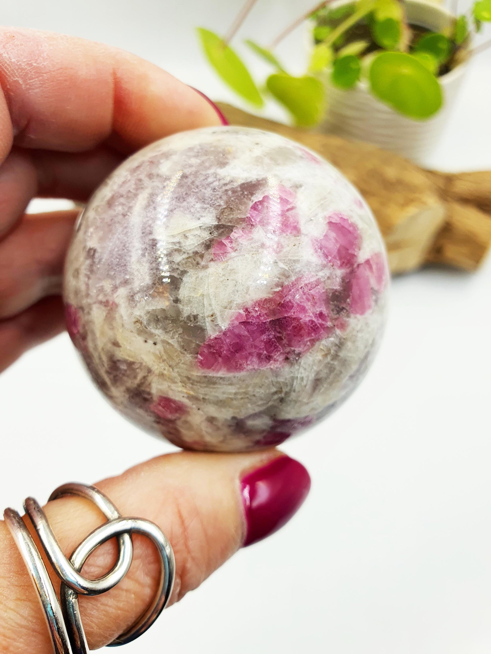 Plum Tourmaline Sphere (Rubellite)- Rare Emotional Healing & Spiritual Growth Crystal Ball - 56mm