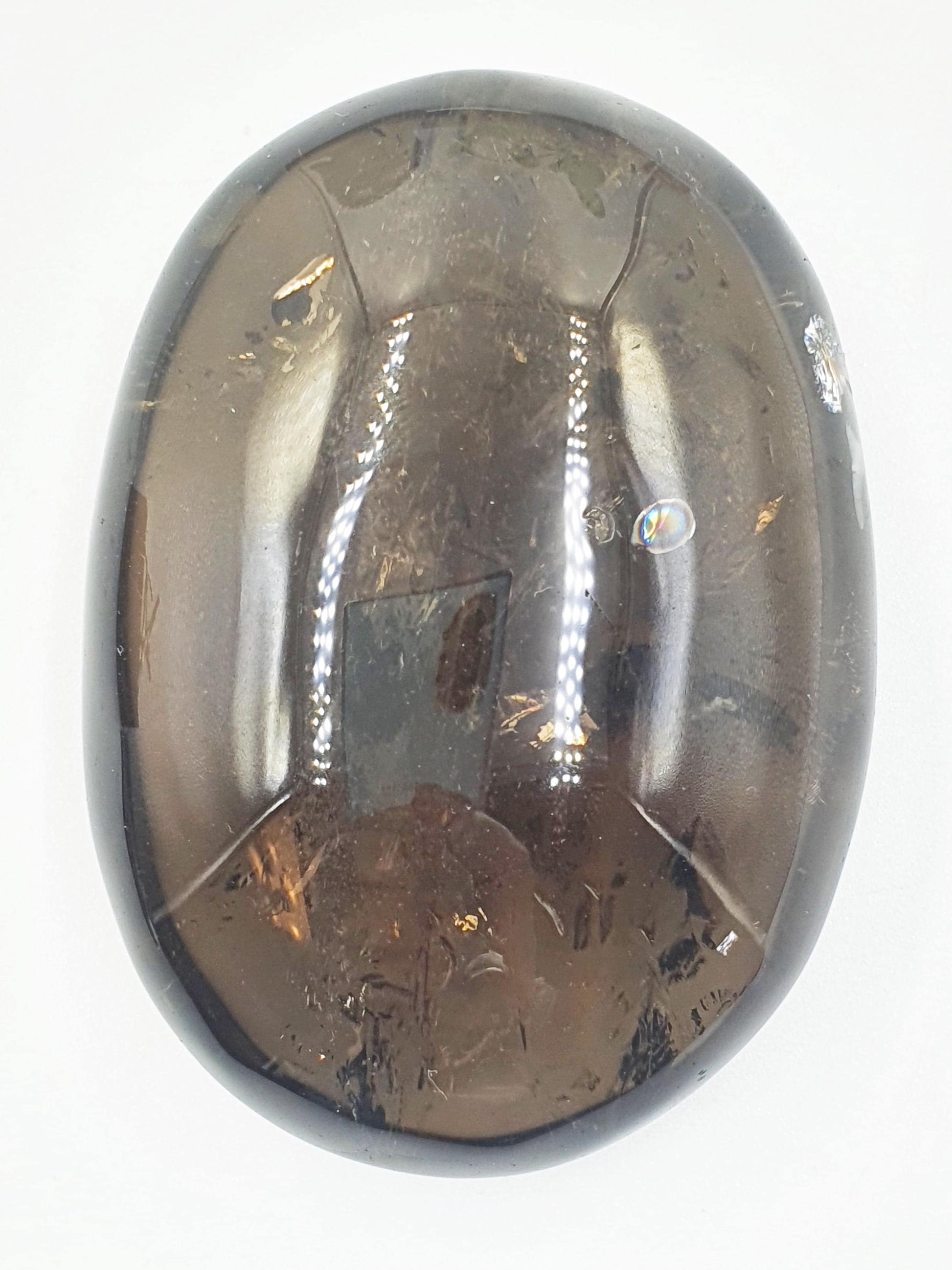 High Grade Large Smoky Quartz Palm Stone with Rainbows - Grounding & Protection Crystal, 140g