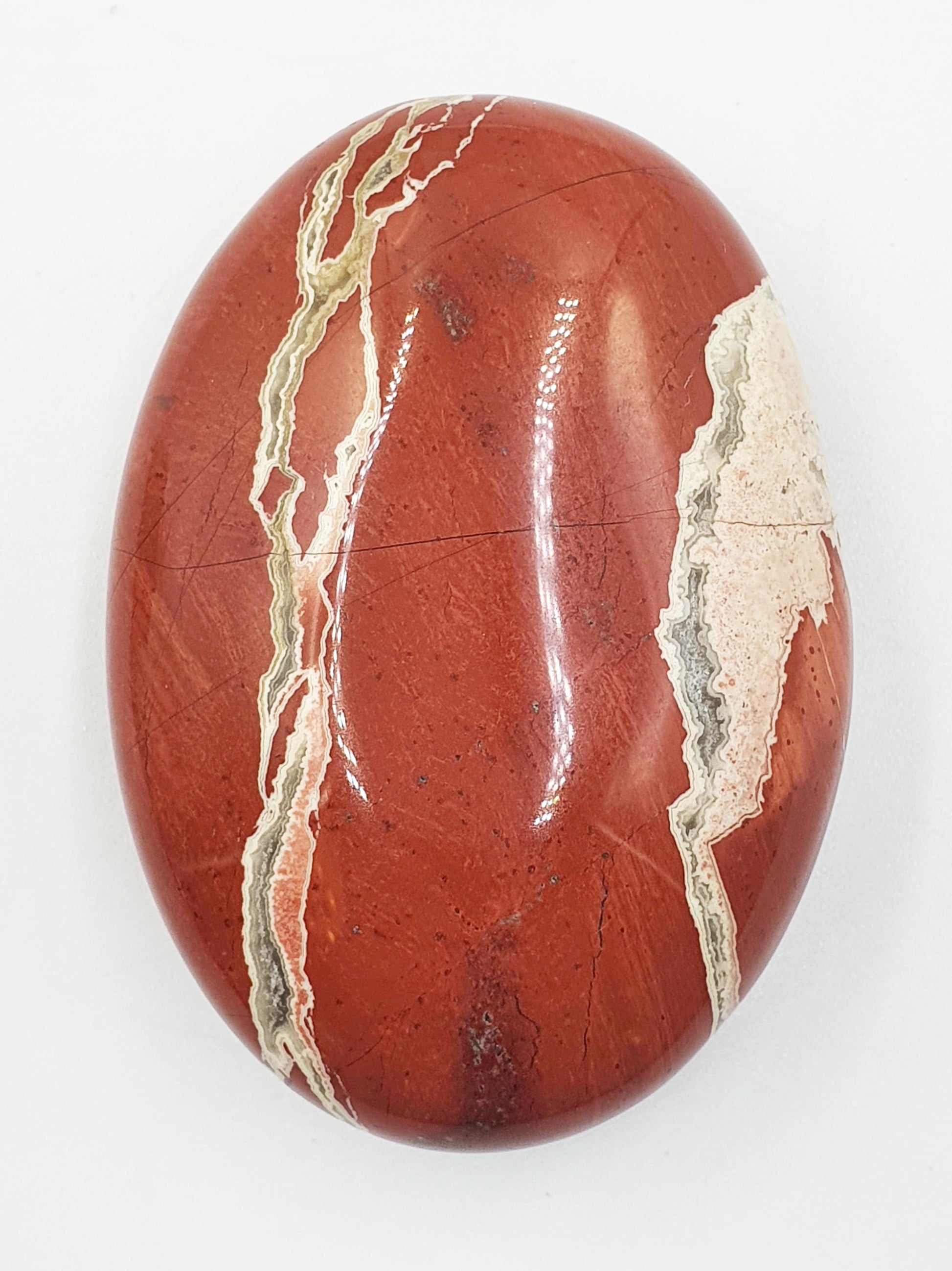 Red Jasper Palm Stone - Grounding & Strength Root Chakra Crystal, 105g