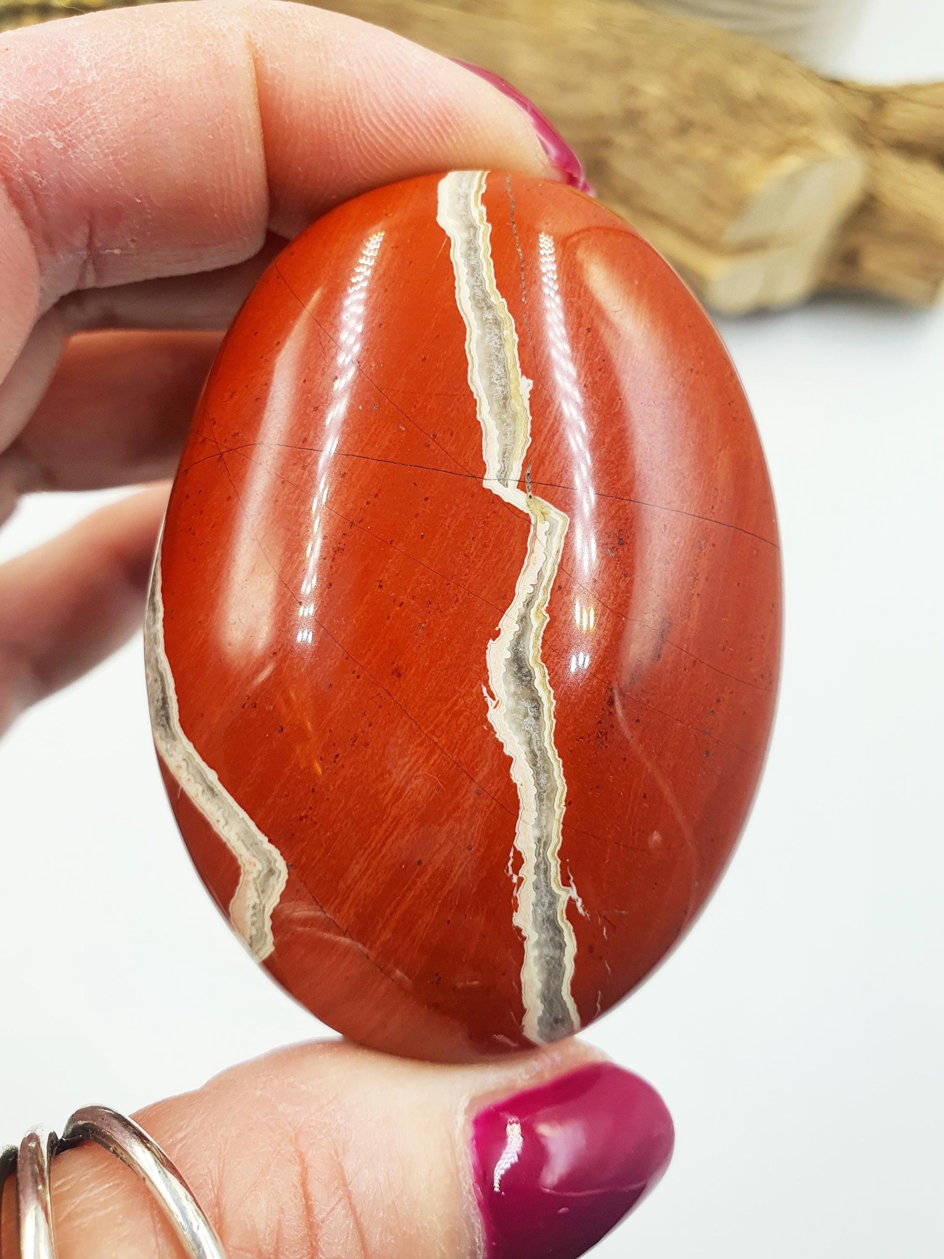 Red Jasper Palm Stone - Grounding & Strength Root Chakra Crystal, 105g