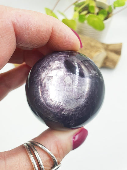 Purple Mica Sphere - Intuition, Calm & Transformation Healing Crystal Ball, 48mm