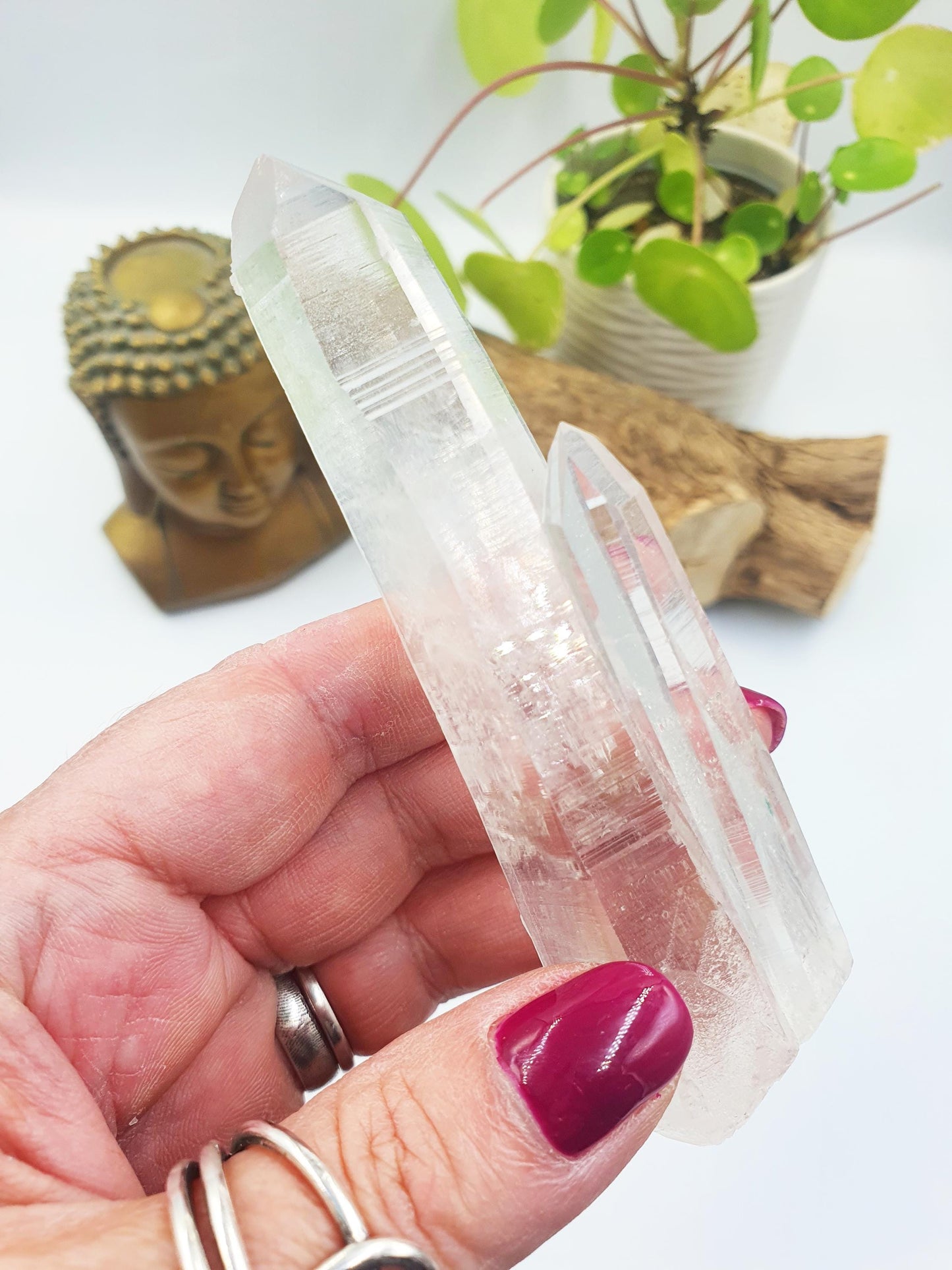 Rare Lemurian Quartz Twin Wand - Ancient Wisdom & Spiritual Connection Healing Crystal Wand, 116g