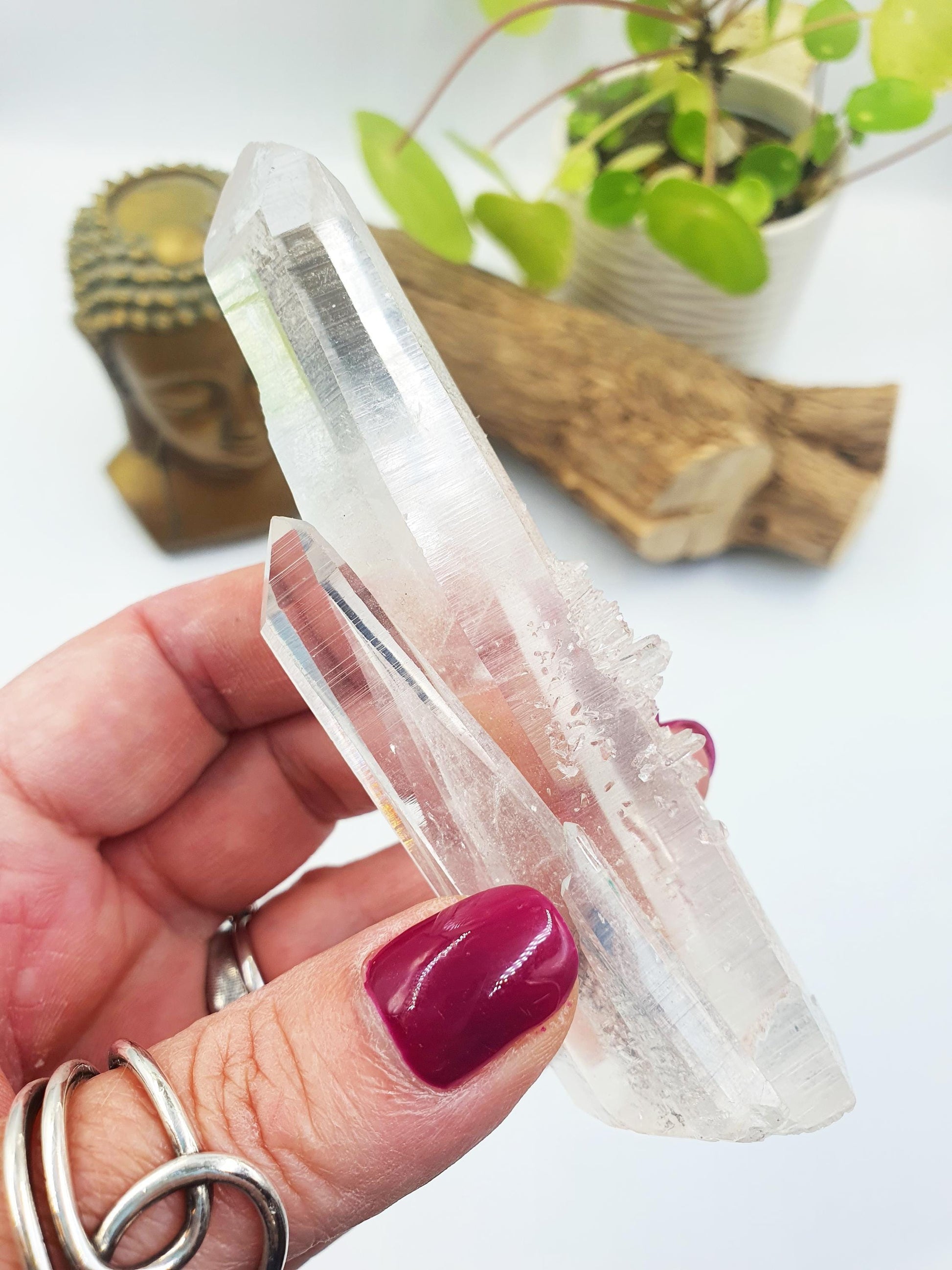 Rare Lemurian Quartz Twin Wand - Ancient Wisdom & Spiritual Connection Healing Crystal Wand, 116g