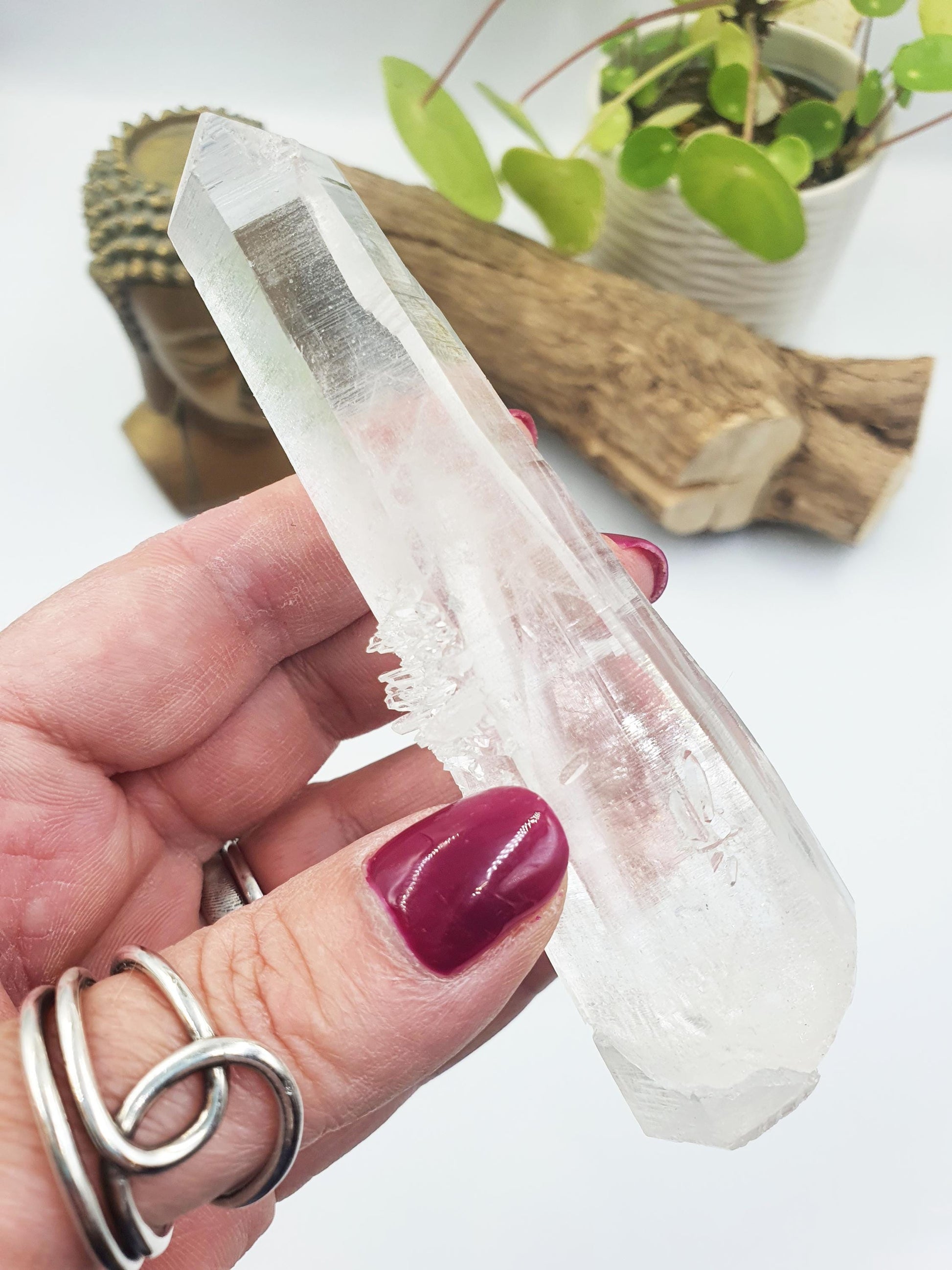 Rare Lemurian Quartz Twin Wand - Ancient Wisdom & Spiritual Connection Healing Crystal Wand, 116g