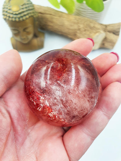 Madagascan Fire Quartz (Hematoid) Sphere - Grounding, Vitality & Balance Healing Crystal Ball, 50mm