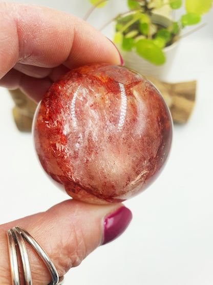 Madagascan Fire Quartz (Hematoid) Sphere - Grounding, Vitality & Balance Healing Crystal Ball, 50mm