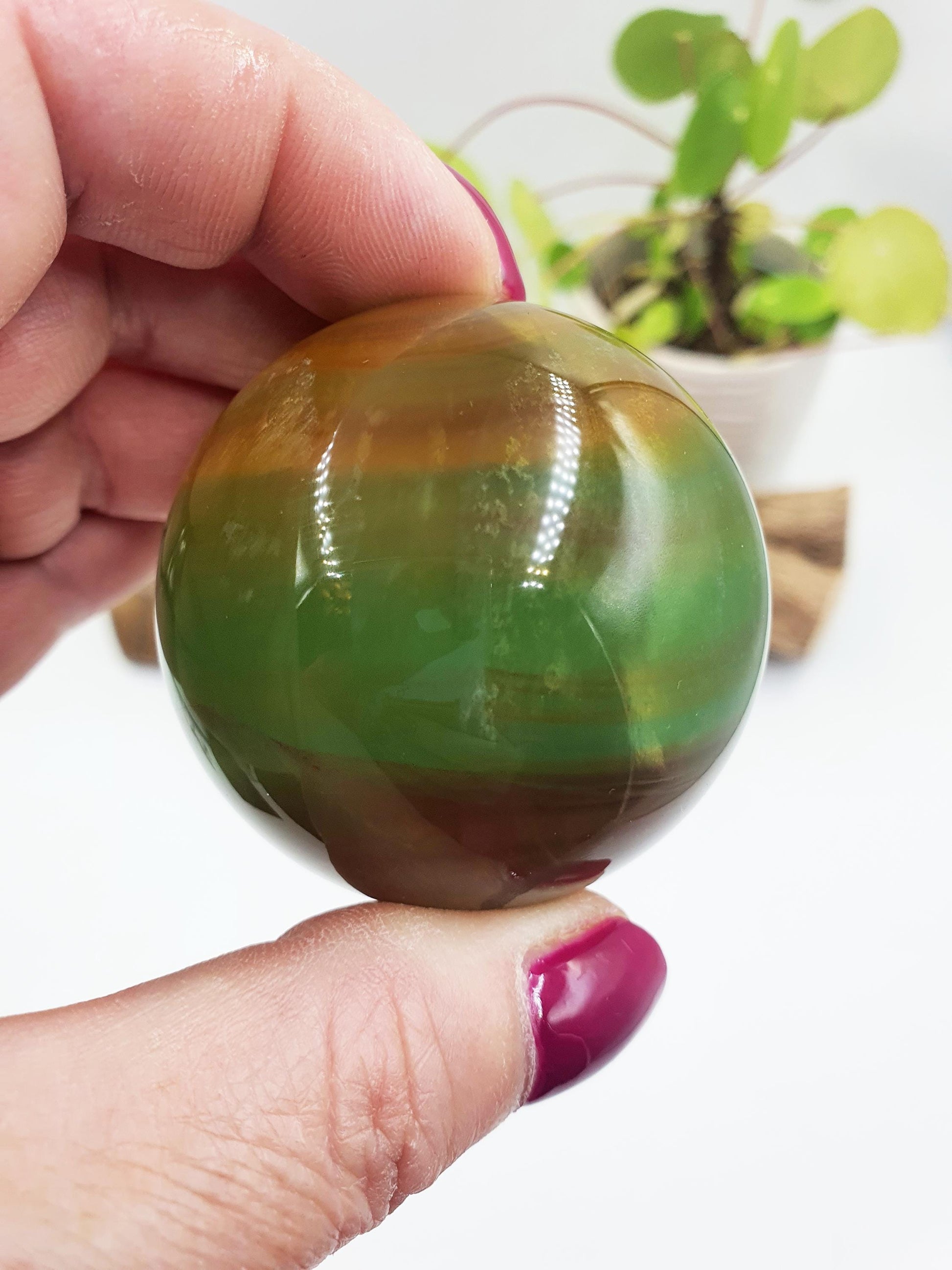Yellow and Green Fluorite Sphere - Focus and Clarity Healing Crystal Ball, 50mm