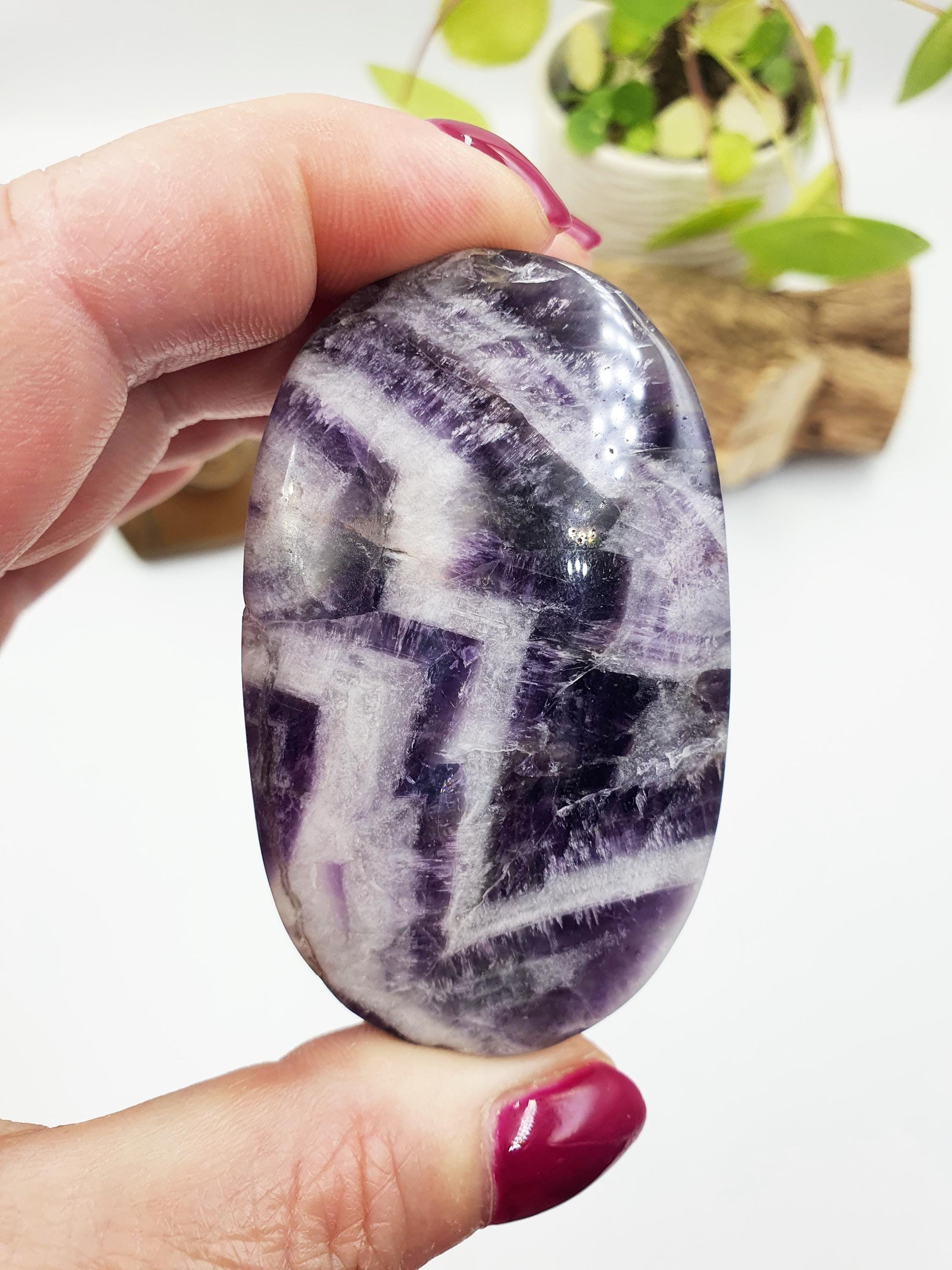 Dream Amethyst Palm Stone - Intuition & Spiritual Protection Crystal, 95g