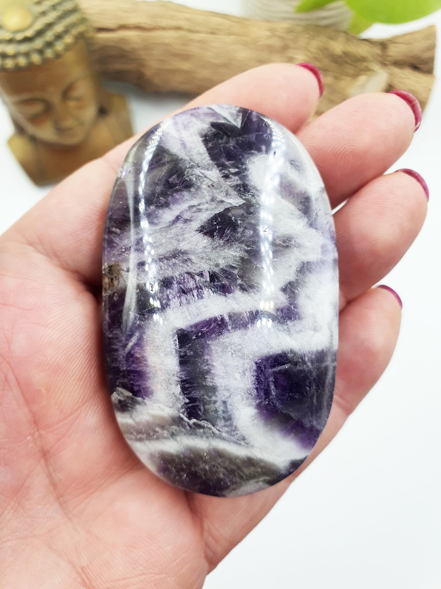 Dream Amethyst Palm Stone - Intuition & Spiritual Protection Crystal, 95g
