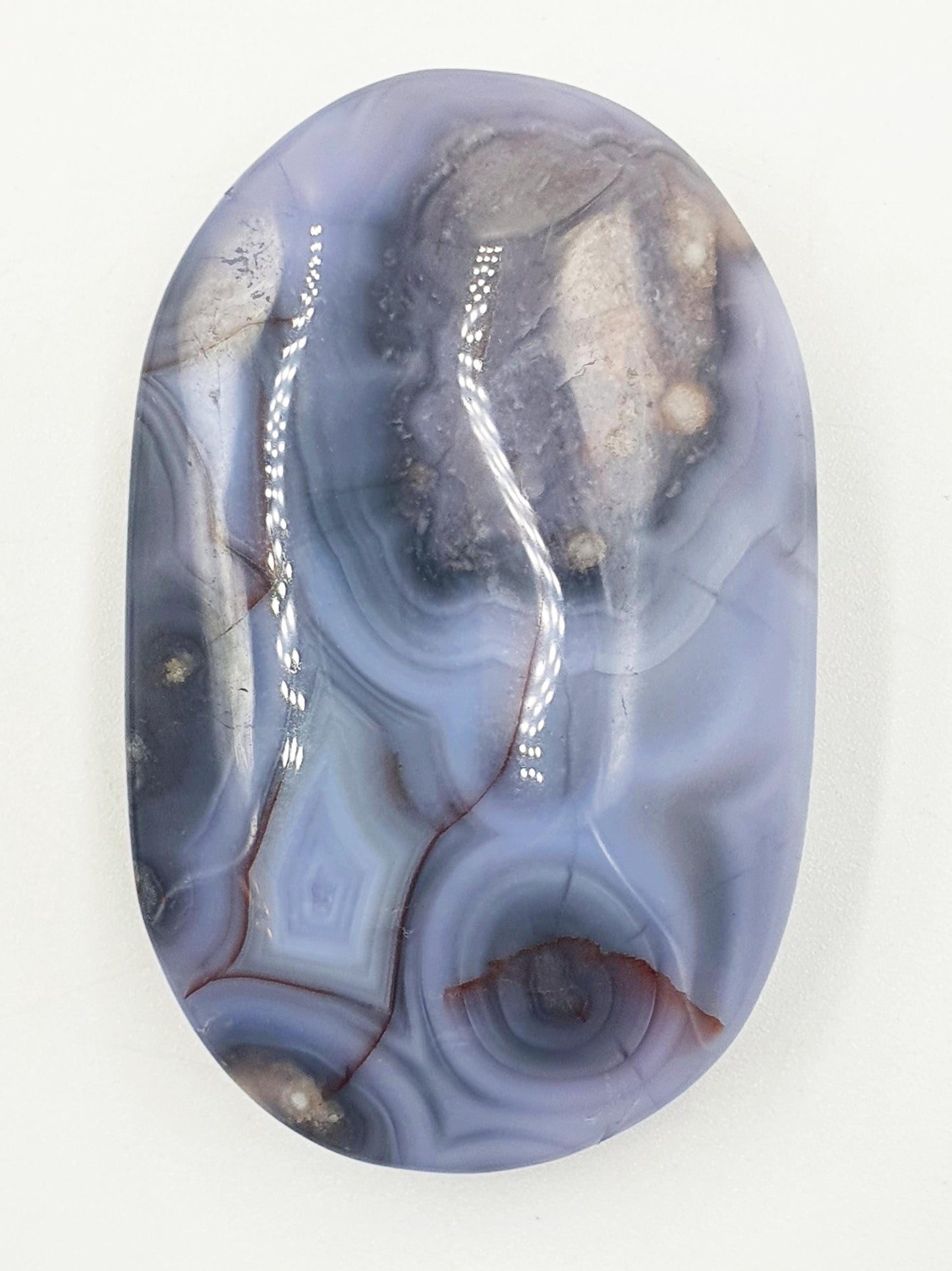 Blue Flower Agate Palm Stone - Sakura Nurturing & Growth Crystal, 70g