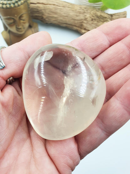 Unique Clear Quartz Palm Stone - Energy Amplifying Healing Crystal - 105g