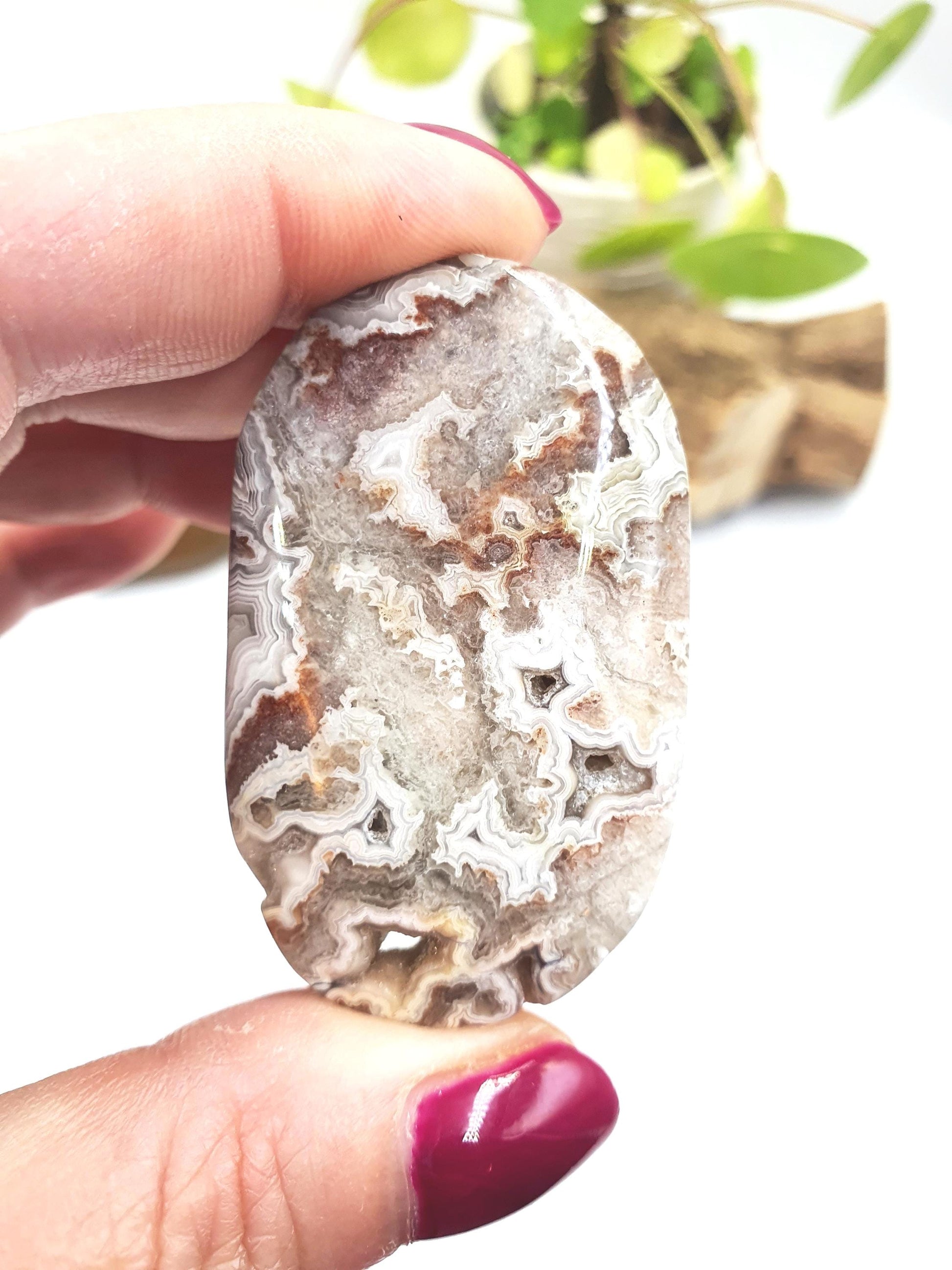 Mexican Crazy Lace Agate Palm Stone - Joy, Positivity & Protection Healing Crystal, 45g