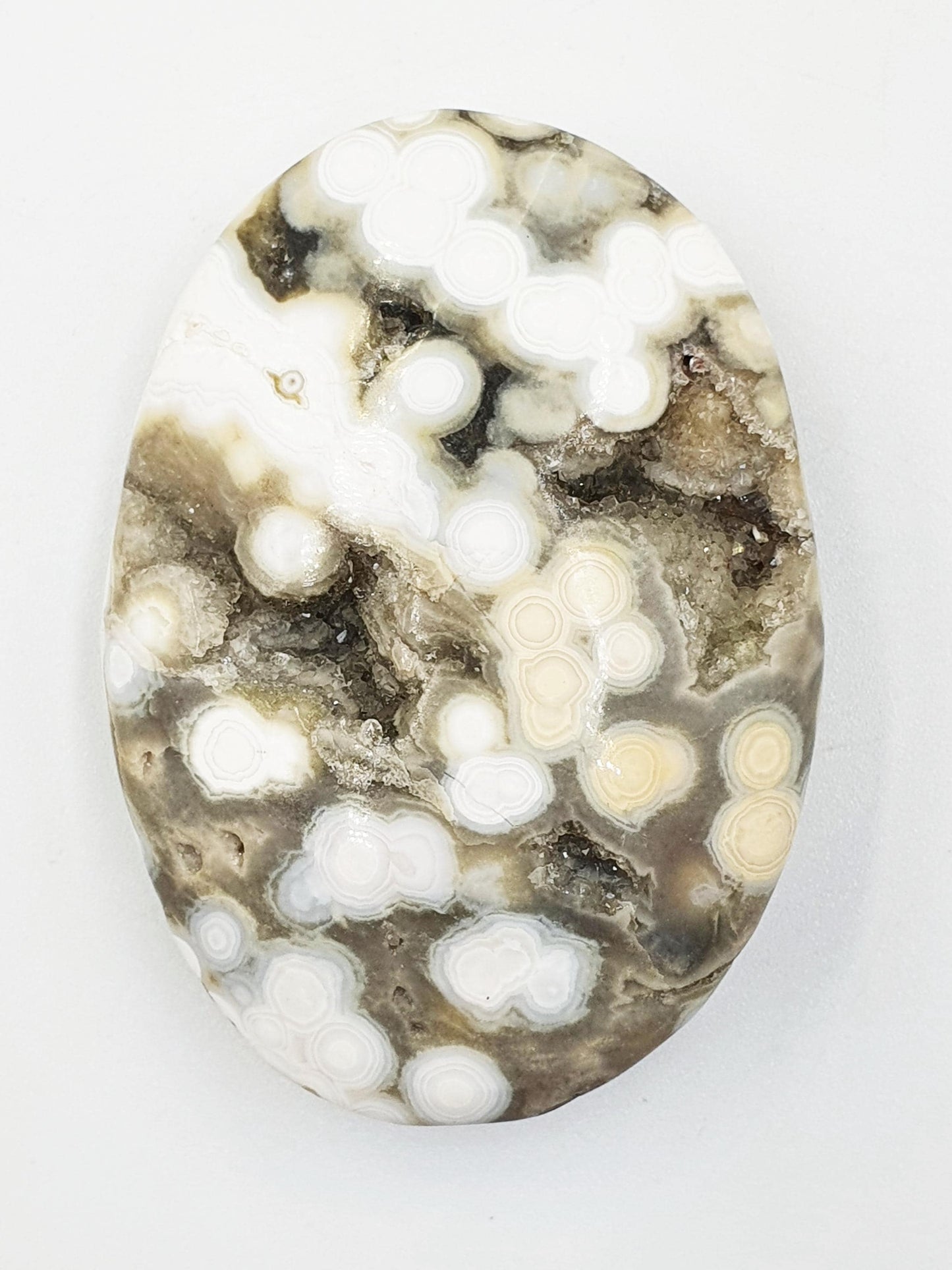 Sparkly Orbicular Ocean Jasper Palm - Joy & Renewal Healing Crystal - 55g