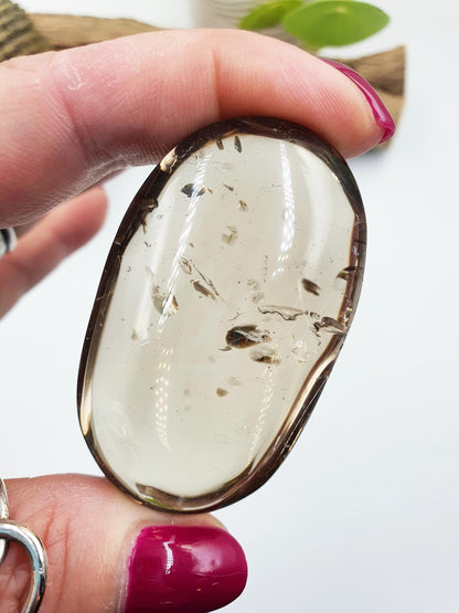 High Grade Large Smoky Quartz Palm Stone - Grounding & Protection Crystal, 65g