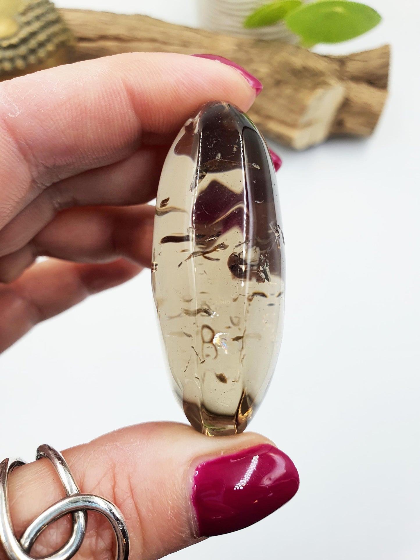 High Grade Large Smoky Quartz Palm Stone - Grounding & Protection Crystal, 65g