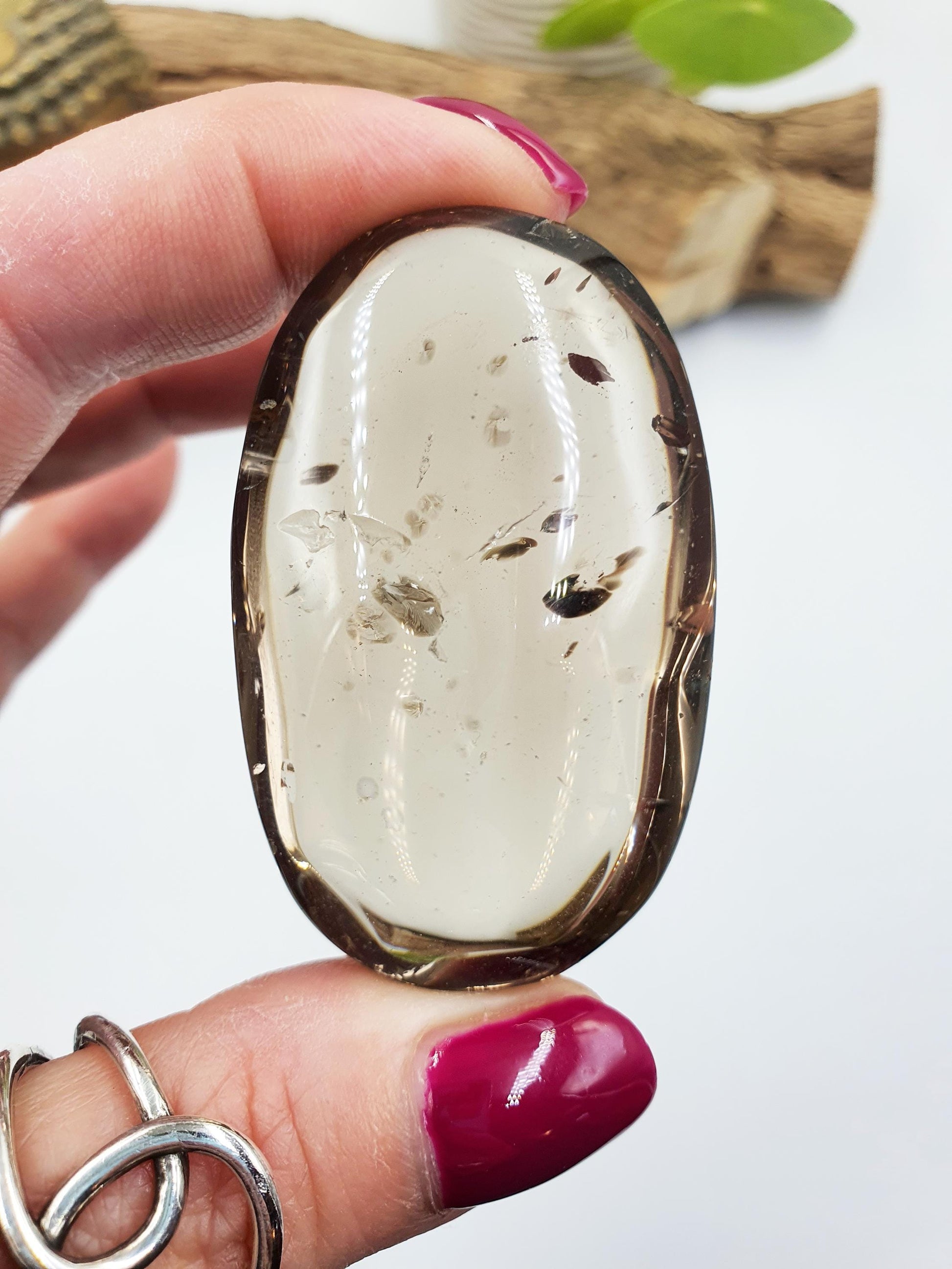 High Grade Large Smoky Quartz Palm Stone - Grounding & Protection Crystal, 65g