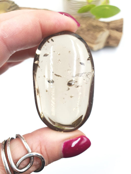 High Grade Large Smoky Quartz Palm Stone - Grounding & Protection Crystal, 65g