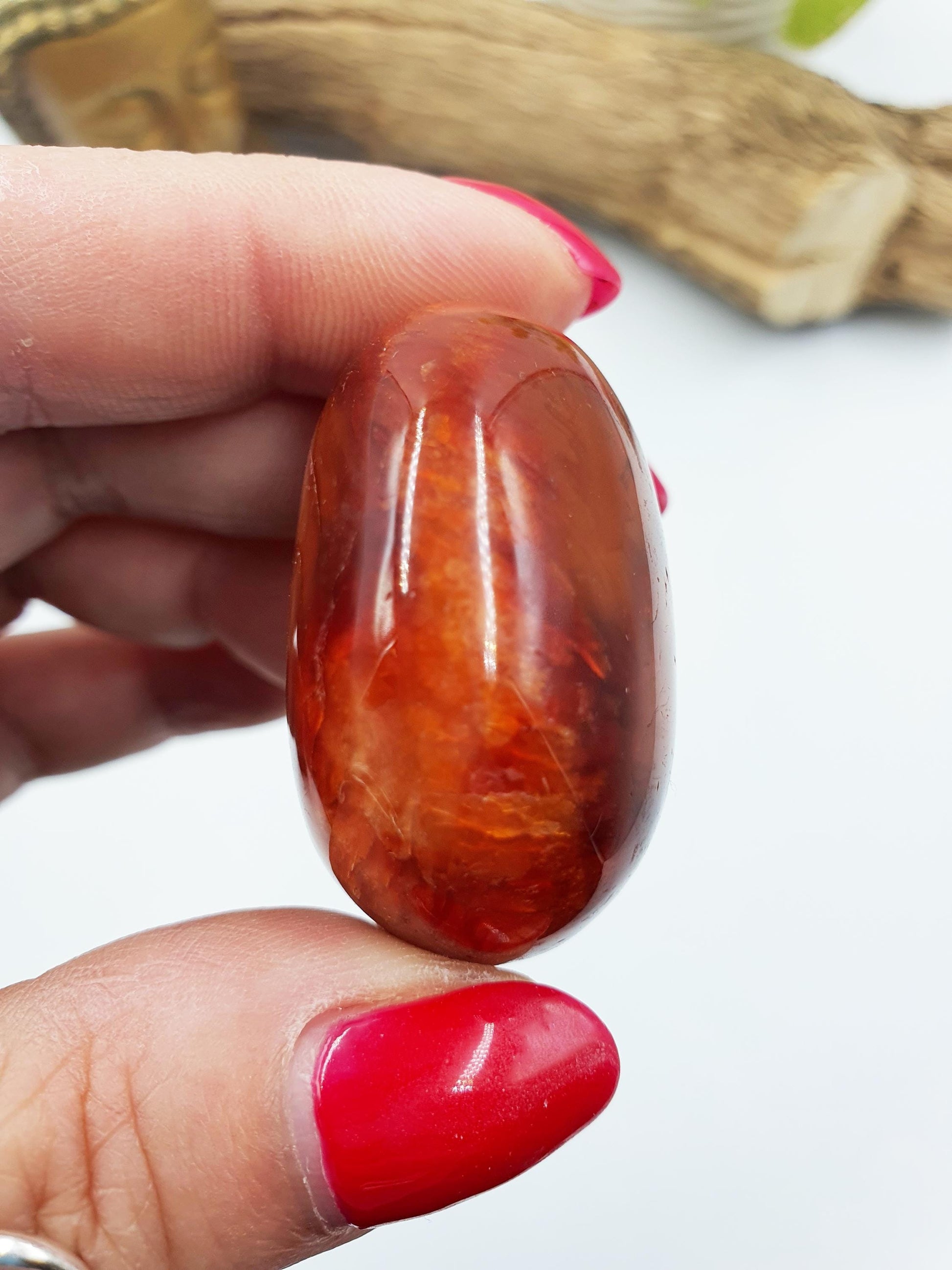 Carnelian Palm Stone - Vitality & Creative Healing Crystal - 55g