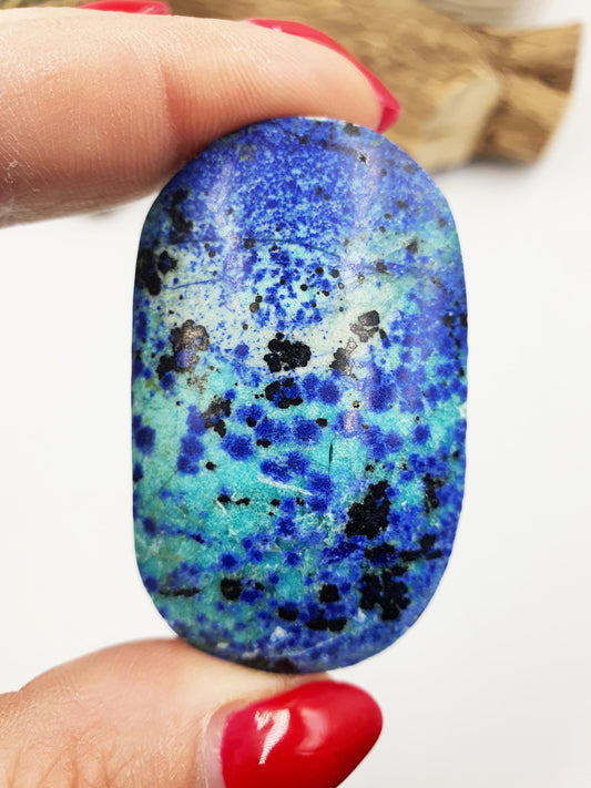 Rare Azurite Palm Stone - Intuition & Spiritual Insight Third Eye Chakra Crystal - 40g