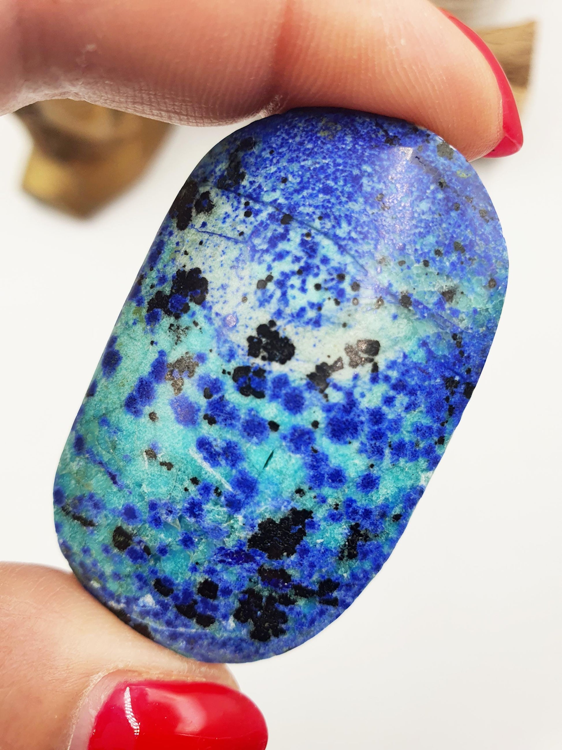 Rare Azurite Palm Stone - Intuition & Spiritual Insight Third Eye Chakra Crystal - 40g