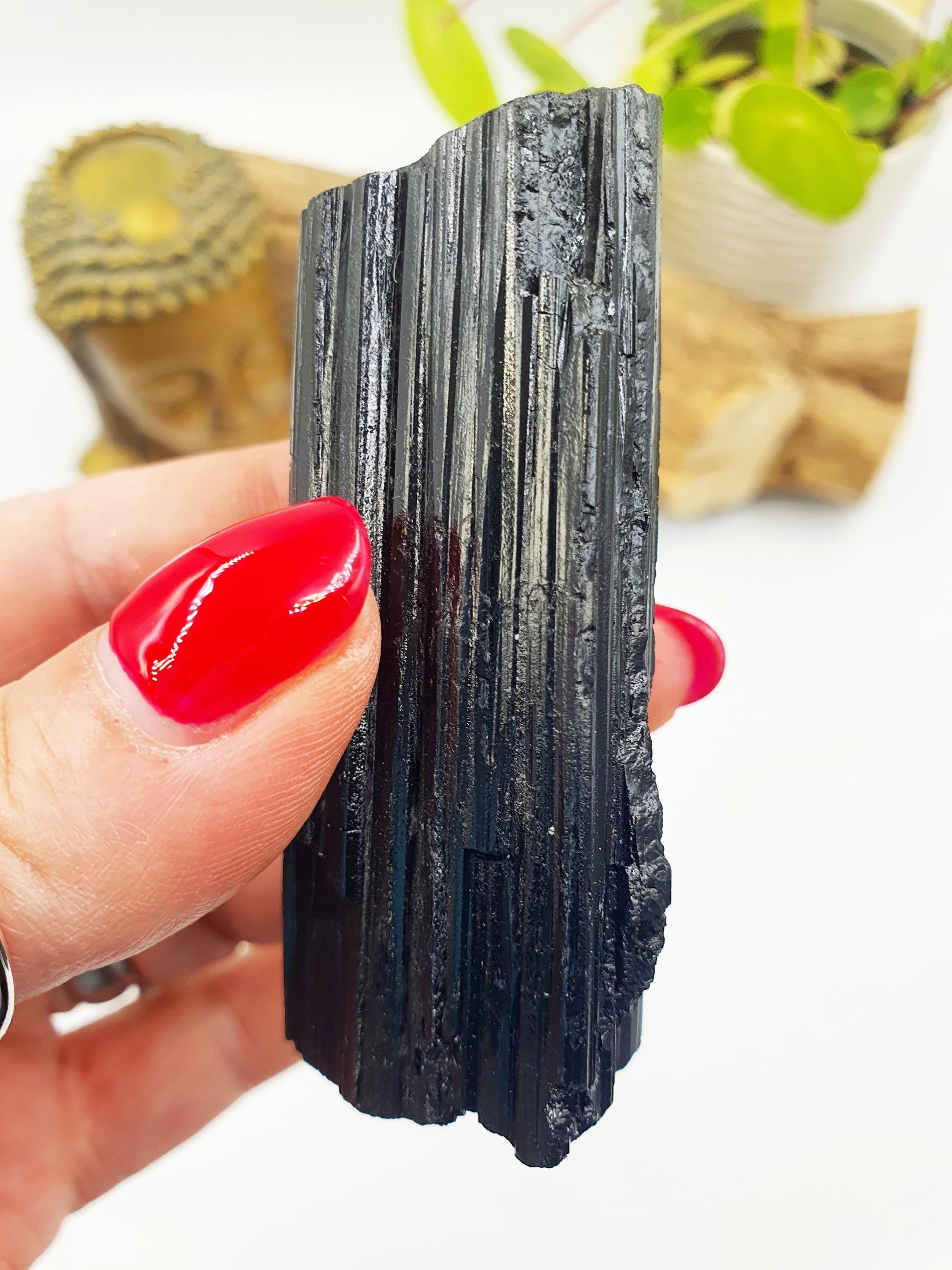 Flashy Raw Black Tourmaline Specimen - Natural Protection and Grounding Crystal - 90g