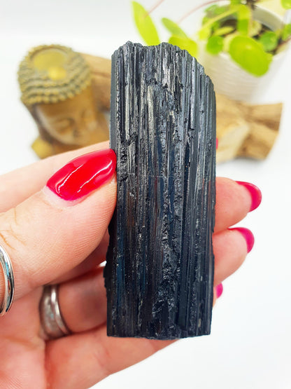 Flashy Raw Black Tourmaline Specimen - Natural Protection and Grounding Crystal - 90g