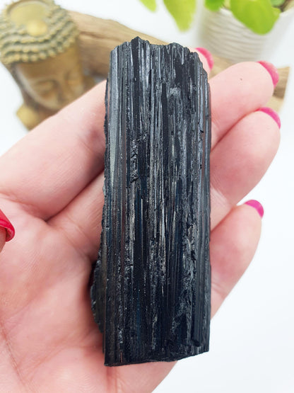Flashy Raw Black Tourmaline Specimen - Natural Protection and Grounding Crystal - 90g