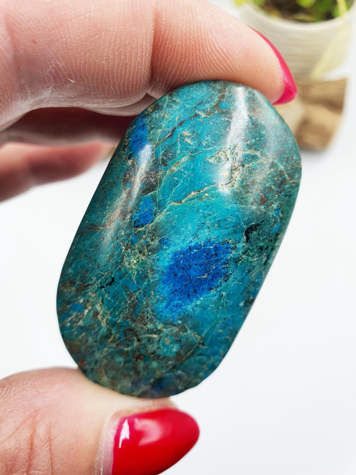 Phoenix Turquoise Palm Stone: Reiki and Meditation Crystal, 45g