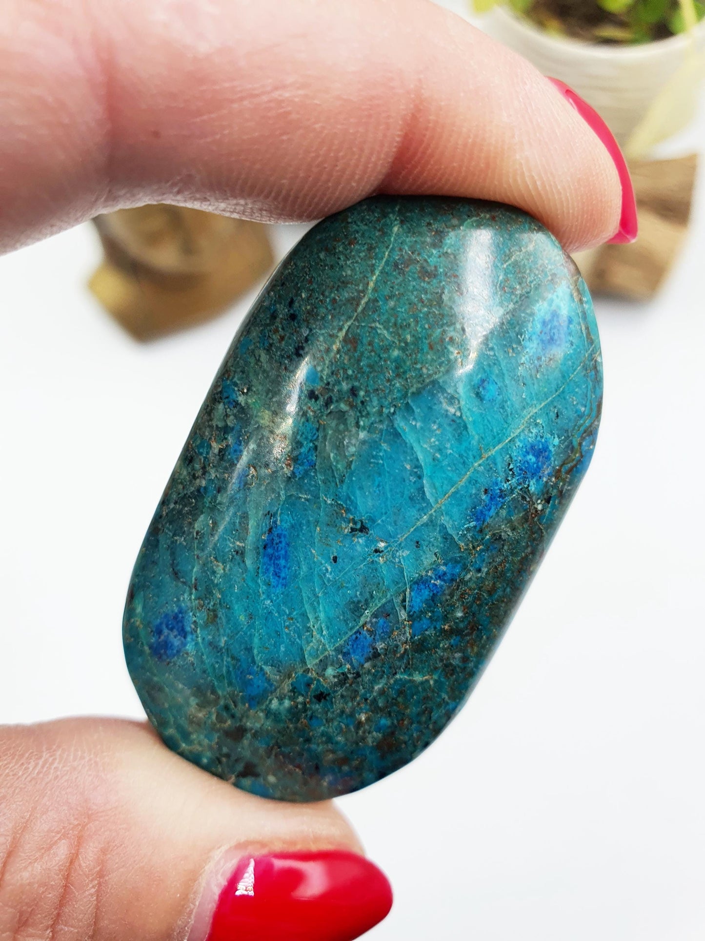 Phoenix Turquoise Palm Stone: Reiki and Meditation Crystal, 45g