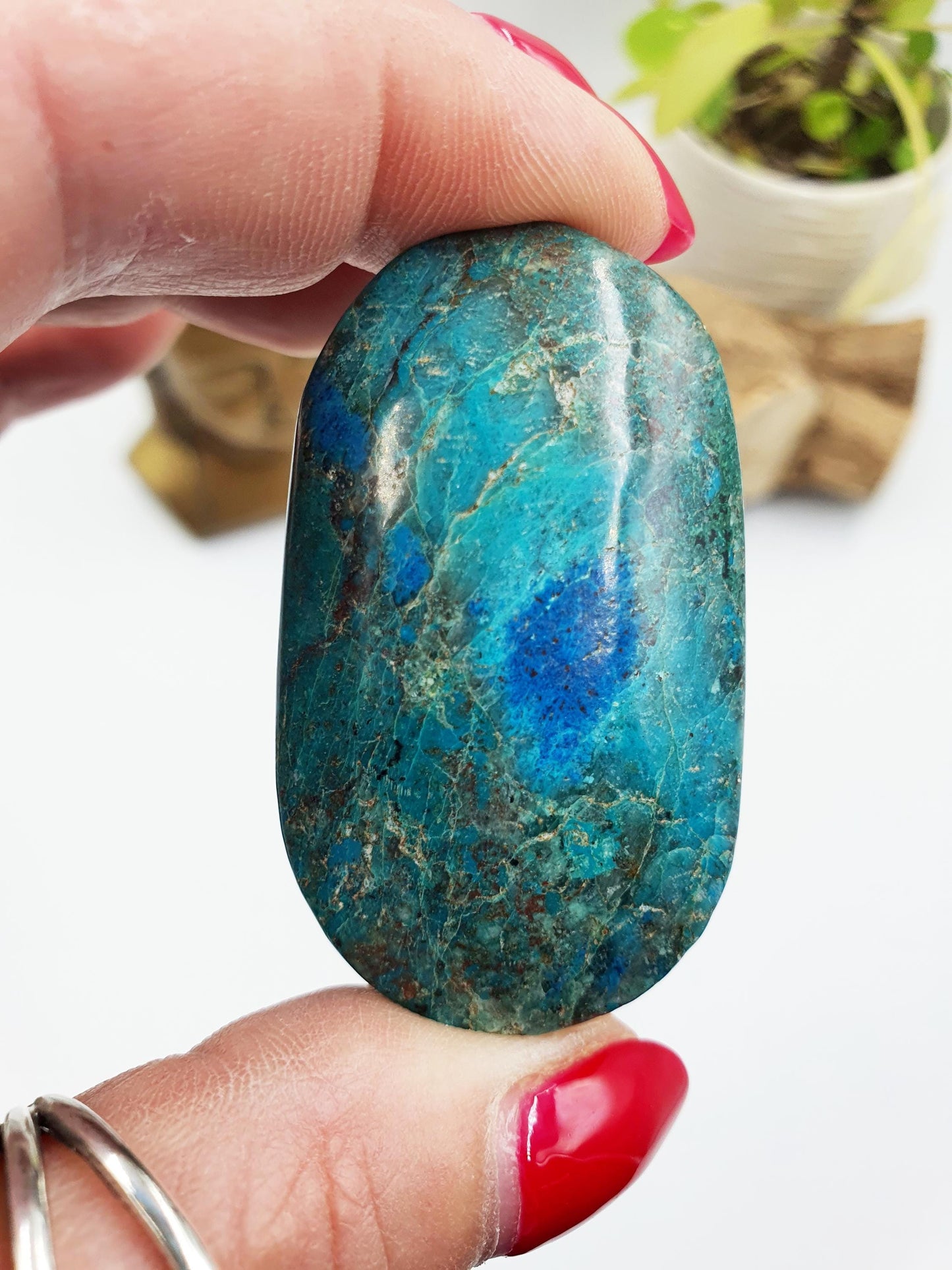 Phoenix Turquoise Palm Stone: Reiki and Meditation Crystal, 45g
