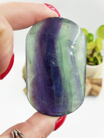 Fluorite Palm Stone - Focus and Clarity Healing Crystal - 160g