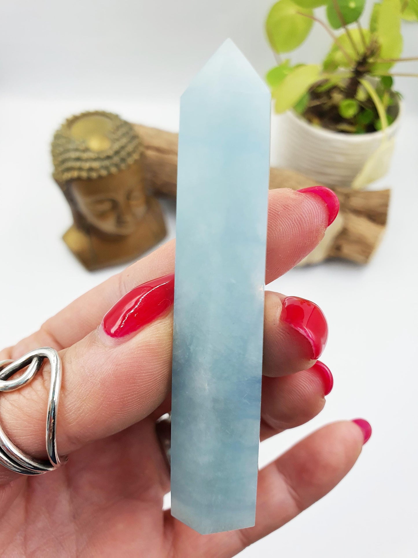 Aquamarine Tower - Calming & Communication Throat Chakra Healing Crystal Point - 55g